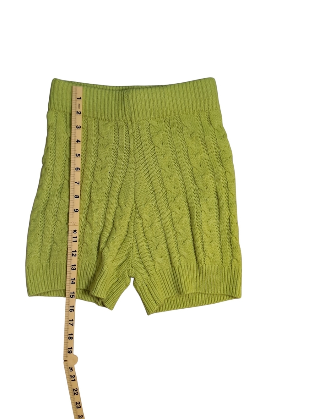 Fashion Nova Lime Green Cable Knit  Shorts